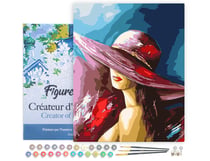Peinture par Numéro Figured'Art avec Cadre Femme séduisante au chapeau - Activité Manuelle Kit de Loisir Créatif DIY Numéro d'Art Complet - 40x50cm toile tendue sur châssis