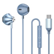 Avizar Écouteurs Semi Intra-Auriculaires USB-C avec Télécommande Modèle Jupiter Bleu