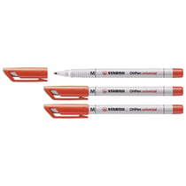 Lot de 3 feutres pour transparents - STABILO OHPen - Encre soluble - Pointe médium - Rouge