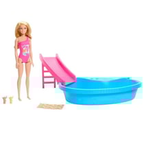 -Poupée et accessoires-Coffret poupée blonde avec piscine de reve HRJ74