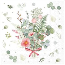 Lot de 4 serviettes en papier découpage collage 33 cm BOUQUET EUCALYPTUS F 831