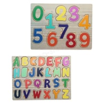 Pack De 2 Puzzles En Bois Jouet Éducatif Et Montessori Pour Enfants Lettres A-Z Et Chiffres 0-9 Dès 2 Ans