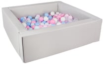 Piscine à balles carrée avec 200 balles – gris/blanc, transparent, bleu, rose, rose, bleu - Velinda