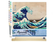 Peinture par Numéro Figured'Art - La Grande Vague de Kanagawa - Katsushika Hokusai - Kit de Loisir Créatif DIY Numéro d'Art Complet - 40x50cm toile roulée + châssis en bois à monter