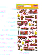 Autocollants réutilisables - Relief 3D - Pompiers - Effet métallique