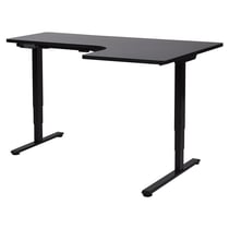 Bureau d'Angle à Droite Noir en Acier 160 x 59 cm Forme en L Réglable Electriquement Style Moderne