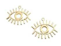 2 Breloques Oeil porte-bonheur 26*22mm doré
