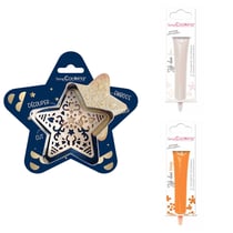 Kit pour biscuit en relief Étoile + 2 Stylos au chocolat blanc et orange