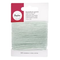 Cordon en coton, ciré, 1mm, carte 20 m, bleu clair