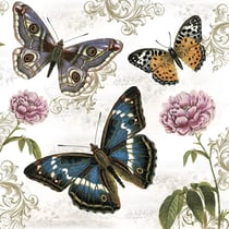 Lot de 4 serviettes en papier découpage collage 33 cm PAPILLON RETRO