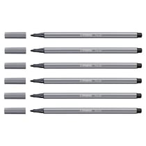 Lot de 6 feutres de dessin pointe moyenne 1 mm - STABILO - Gris foncé - PEN 68