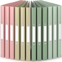 12 x Classeur A4 2 Anneaux- Jusqu'à 100 feuilles, Dos de 2,5 cm- Souple et Durable- Résisitants à l'eau- Pastel- ACROPAQ