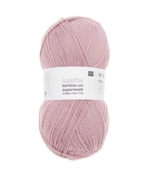 Pelote de laine à chaussettes à tricoter Superba bamboo UNI superwash - Rico Design Rose (008 - VIEUX ROSE)