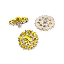 Bouton strass jaune 18mm