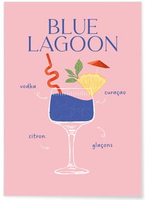 Affiche Cocktail Blue Lagoon 2 | A3 : 29,7x42cm