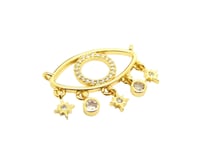 1 Pendentif Oeil 24*18mm laiton plaqué or 16K et zircons