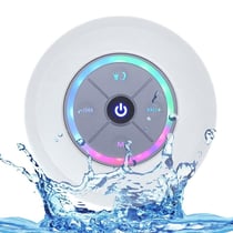 Enceinte Bluetooth Waterproof Mini Avec Lumière LED Radio FM Subwoofer Carte TF Ventouse Blanc YONIS
