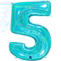 Ballon Géant Chiffre 5 Holographique Tiffany (102 cm)