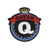 Lot de 3 écussons thermocollants badge royal Q Queen 5cm