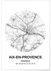 Affiche Carte Aix-en-Provence | A3 : 29,7x42cm