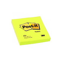 Notes repositionnables - Jaune fluo - 75x75mm - Pense-bête - Mémo - Post-it