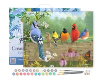 Peinture par Numéro Figured'Art avec Cadre - Oiseaux sur la barrière - Kit de Loisir Créatif DIY Numéro d'Art - 40x50cm toile tendue sur châssis