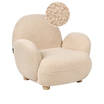 Fauteuil Enfants en Bouclé Beige Rembourré Pieds en Bois Siège Chambre d'Enfant