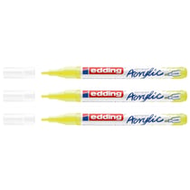 Lot de 3 marqueurs peinture acrylique pointe fine 1-2 mm - EDDING - Jaune fluorescent