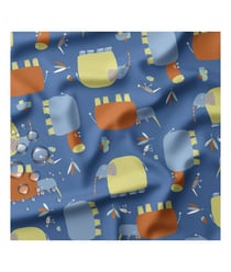 Tissu imperméable enfant sur fond bleu de 140 cm de largeur 5,5 Bleu vendu par 50 cm