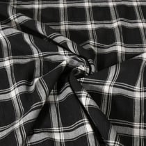 Tissu Coton légèrement smocké à carreaux Noir