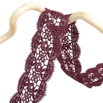 Bobine 13,7m guipure entre deux 50mm Bordeaux