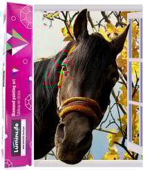Diamond Painting Broderie Diamant LUMINLIFE 70x50cm, 5D, diamants ronds - Curieux cheval