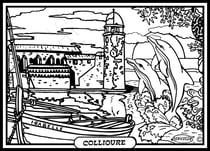 Tableau velours a colorier ville de Collioure Sericolor