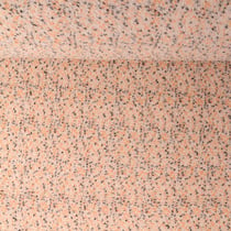 Tissu Fausse fourrure Mouton Toundra moucheté Orange et Noir sur fond Beige