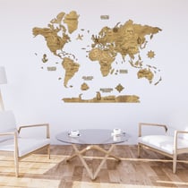 Carte du Monde en Bois CREATIFWOOD 2D Foncée M (100 x 70 cm) - Décoration Murale