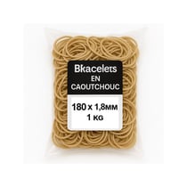 Bracelets en caoutchouc - Naturel - 180mm diamètre x 1,8mm - Sachet 1kg - Wonday