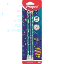 6 crayons graphite - HB - N°2 - Embout gomme - Ergonomique - Maped - Pixel Party