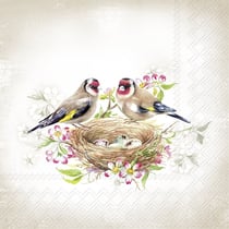 Lot de 4 serviettes en papier découpage collage 33 cm OISEAU NID OEUF O 209