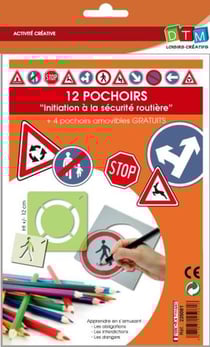 Pochoir Sécurité routière 12 pièces + 4 gratuits
