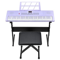 LALAHO - GEP-110 - Piano numérique 61 touches violet - Support et banc inclus