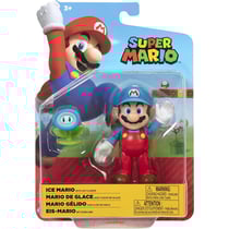 Mario de glace avec fleur de glace : figurine super mario 10 cm - figurine nintendo articule - jakks