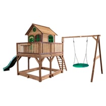 AXI Maisonnette Liam avec balancoire Nid rond Summer Brun Vert avec Toboggan Vert - Axi House