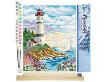 Peinture par Numéro Figured'Art - Phare sous un Ciel nuageux - Kit de Loisir Créatif DIY Numéro d'Art Complet - 40x50cm toile roulée + châssis en bois à monter