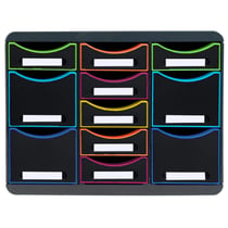 Moule de classement Storebox Multi 11 tiroirs Black Office - Noir/arlequin - Exacompta
