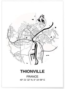 Affiche Carte Thionville | A3 : 29,7x42cm