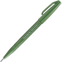 Lot de 10 stylos feutres pinceau - PENTEL ARTS - Vert olive - Brush Sign Pen SES 15