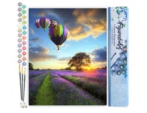 Peinture par Numéro Figured'Art - Montgolfières au dessus des Champs vertical - Kit de Loisir Créatif Numéro d'Art - 40x50cm sans châssis en bois