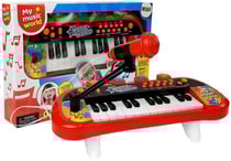 Piano Clavier 24 Touches USB Microphone Rouge Pour Enfants