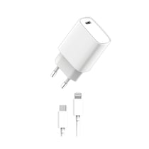 Myway Pack Chargeur Secteur 20W PD avec Cable USB-C Lightning Ultra Rapide Blanc