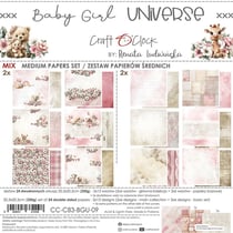 24 papiers scrapbooking 20 x 20 cm Craft O' Clock BABY GIRL UNIVERSE 09